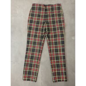 NWT J. Crew 6T (Tall) Green & Red Plaid Wool Blend Dress Side Zip Pants Charity
